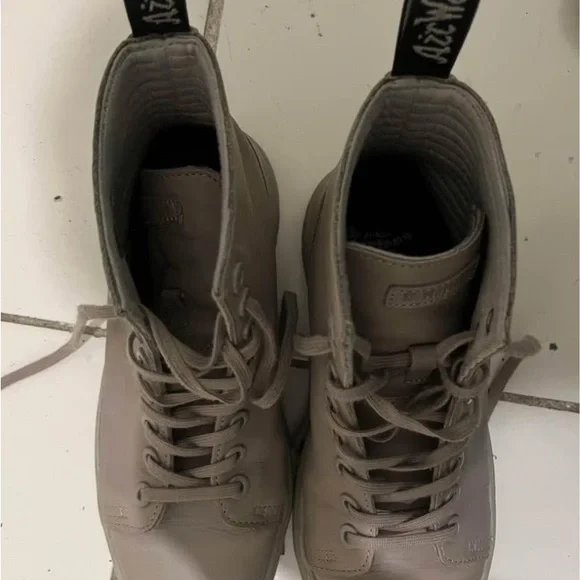 Dr. Martens Light Gray Combat Boots - Picture 2 of 3